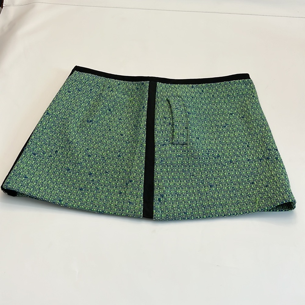 TOPSHOP  tweed mini skirt size 12 full zip back 2 pockets black side stripes - Picture 5 of 12